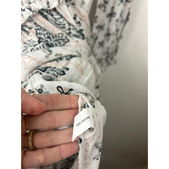 Poupette St. Barth Ilona Printed Mini Dress Black Parrot Medium Coastal Resort - Picture 6 of 7